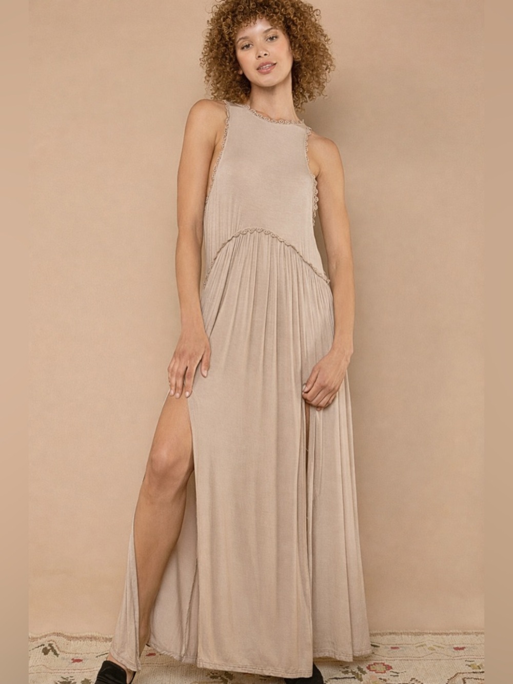 Baby Doll Side Slit Cut Out Maxi Dress - POL